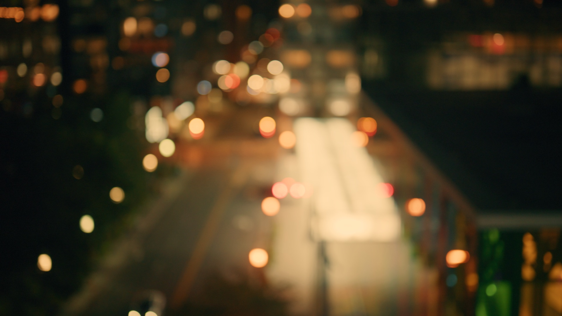 Defocused night traffic and street lights, Old Montreal, still from R3D NE footage